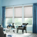 Blue room with Graber Artisan Drapes and light blinds