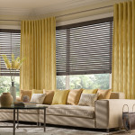 Yellow Graber drapery in living room